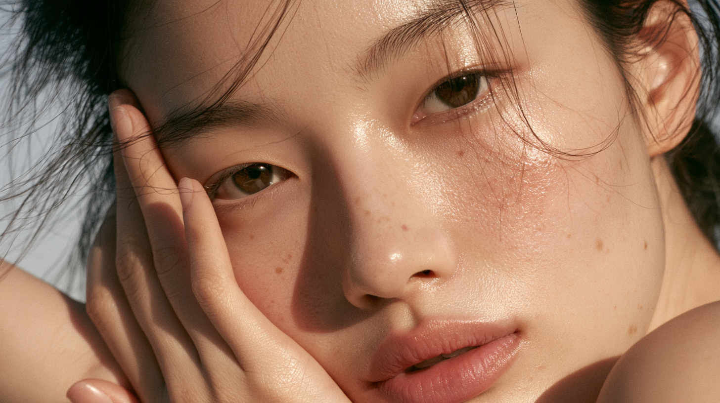 AI-generated illustration: close-up portrait of a woman resting her hand against her face